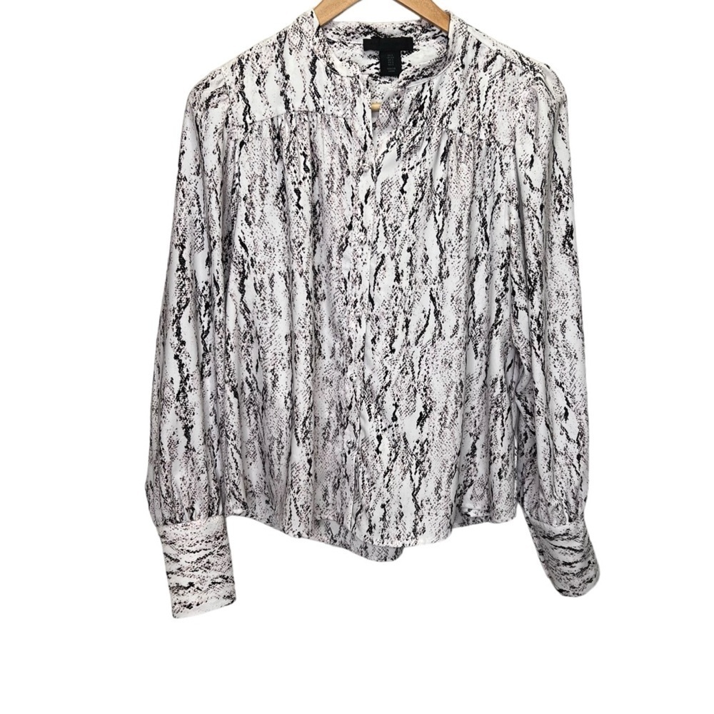 Maison Cinqcent White Snakeskin Blouse Size Small